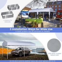 Costway 3 x 6 m Pop-Up Canopy Party Tent Sidewalls Portable Garage in White - thumbnail 6
