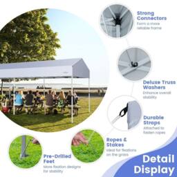 Costway 3 x 6 m Pop-Up Canopy Party Tent Sidewalls Portable Garage in White - thumbnail 8