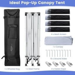 Costway 3 x 6 m Pop-Up Canopy Party Tent Sidewalls Portable Garage in White - thumbnail 4