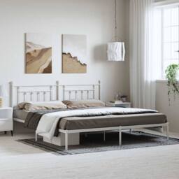 Berkfield Home Metal Bed Frame with Headboard White 193x203 cm - thumbnail 2