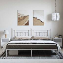 Berkfield Home Metal Bed Frame with Headboard White 193x203 cm - thumbnail 4
