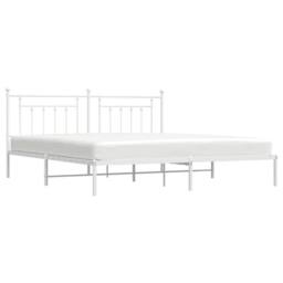 Berkfield Home Metal Bed Frame with Headboard White 193x203 cm - thumbnail 5