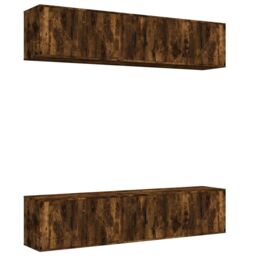 Berkfield Home 6 Piece TV Cabinet Set Smoked Oak Engineered Wood in Brown - thumbnail 2