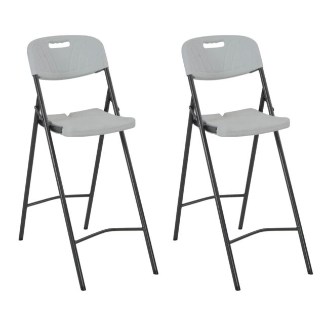 Berkfield Home Folding Bar Chairs 2 pcs HDPE & Steel White - image 1