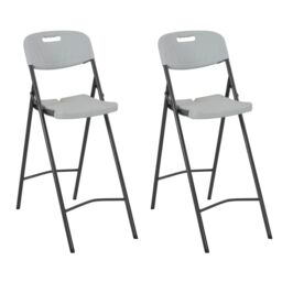 Berkfield Home Folding Bar Chairs 2 pcs HDPE & Steel White - thumbnail 1