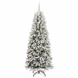 Berkfield Home Green Artificial Christmas Tree with 300 LEDs White 93 x 93 x 240 cm - thumbnail 1