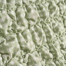 OHS Gingham Filled Seersucker Duvet Cover Set with Pillowcase Bedding in Green - Size: Single - thumbnail 5