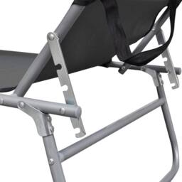 Berkfield Home Folding Sun Lounger with Canopy Grey Aluminium - thumbnail 5