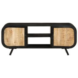 Berkfield Home TV Cabinet 110x30x45 cm Rough Mango Wood in Brown - Size: 110 x 30 x 45 cm - thumbnail 2