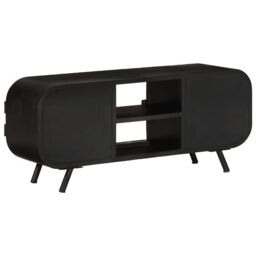 Berkfield Home TV Cabinet 110x30x45 cm Rough Mango Wood in Brown - Size: 110 x 30 x 45 cm - thumbnail 3