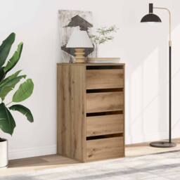 Berkfield Home Classic Corner Chest of Drawers Artisian Oak 40x41x76 cm Engineer in Brown - Size: 40 x 41 x 76 cm - thumbnail 1
