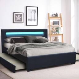Modish Furnishing Tokyo LED Bluetooth Double Black Bed Frame With 4 Drawer Storage - thumbnail 2