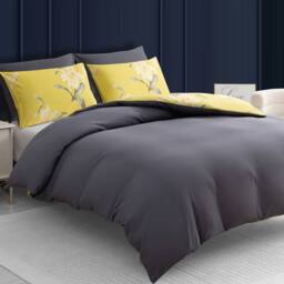 Pamposh Brushed Microfibre Duvet Cover Sets in Yellow - Size: Double - thumbnail 2
