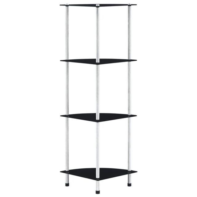 Berkfield Home 4-Tier Shelf Black 30x30x100 cm Tempered Glass - Size: 30 x 30 x 100 cm