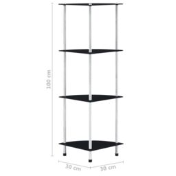 Berkfield Home 4-Tier Shelf Black 30x30x100 cm Tempered Glass - Size: 30 x 30 x 100 cm - thumbnail 6