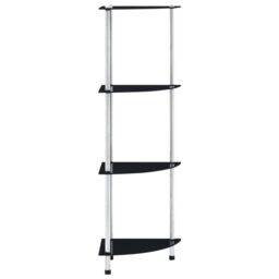 Berkfield Home 4-Tier Shelf Black 30x30x100 cm Tempered Glass - Size: 30 x 30 x 100 cm - thumbnail 3
