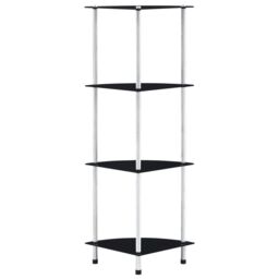 Berkfield Home 4-Tier Shelf Black 30x30x100 cm Tempered Glass - Size: 30 x 30 x 100 cm