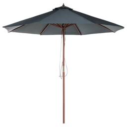 Wyld and Coco Birchwood Garden Parasol Grey Fabric 270 cm Diameter Foldable Outdoor - thumbnail 2