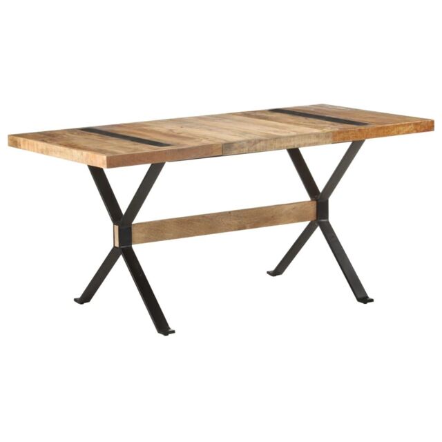 Berkfield Home Dining Table 160x80x76 cm Rough Mango Wood in Brown - Size: 160 x 80 x 76 cm - image 1