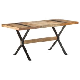 Berkfield Home Dining Table 160x80x76 cm Rough Mango Wood in Brown - Size: 160 x 80 x 76 cm - thumbnail 1