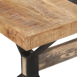 Berkfield Home Dining Table 160x80x76 cm Rough Mango Wood in Brown - Size: 160 x 80 x 76 cm - thumbnail 5