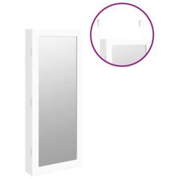 Berkfield Home Mirror Jewellery Cabinet with LED Lights Wall Mounted White - thumbnail 9