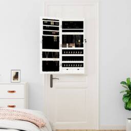 Berkfield Home Mirror Jewellery Cabinet with LED Lights Wall Mounted White
