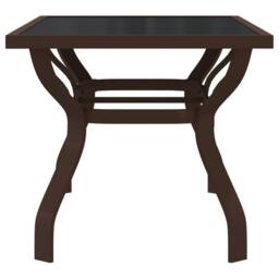 Berkfield Home Garden Table Brown & Black 140x70x70 cm Steel & Glass - Size: 140 x 70 x 70 cm - thumbnail 4