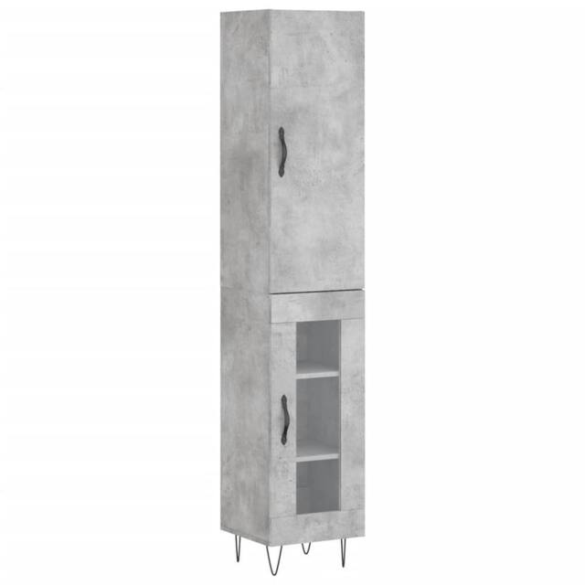 Berkfield Home Highboard Concrete Grey 34.5x34x180 cm Engineered Wood - image 1