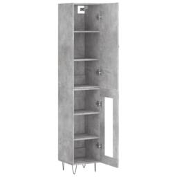 Berkfield Home Highboard Concrete Grey 34.5x34x180 cm Engineered Wood - thumbnail 4