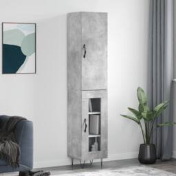 Berkfield Home Highboard Concrete Grey 34.5x34x180 cm Engineered Wood - thumbnail 2