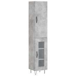 Berkfield Home Highboard Concrete Grey 34.5x34x180 cm Engineered Wood - thumbnail 1