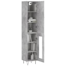 Berkfield Home Highboard Concrete Grey 34.5x34x180 cm Engineered Wood - thumbnail 3