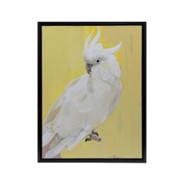 "Artery8 White Cockatoo Parrot Bird Framed Canvas Wall Art Print in Yellow - Size: W12"" x H16""" - thumbnail 1