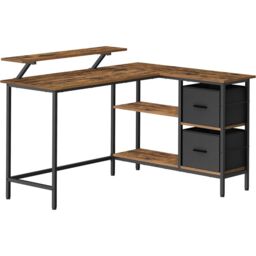 VASAGLE Large L-Shaped Gaming Desk 2 Drawers Monitor Stand Corner Computer in Brown - thumbnail 7