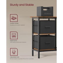 VASAGLE Large L-Shaped Gaming Desk 2 Drawers Monitor Stand Corner Computer in Brown - thumbnail 6