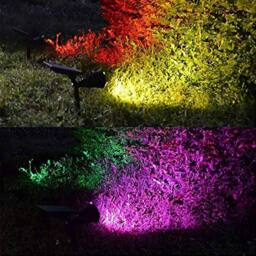 ENER-J Solar Spike Garden Lights Pack of 4 RGB Colour Changing Outdoor Waterproof LED Landscape Lights 7W Pathway Lawn Lighting in Black - thumbnail 2