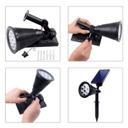 ENER-J Solar Spike Garden Lights Pack of 4 RGB Colour Changing Outdoor Waterproof LED Landscape Lights 7W Pathway Lawn Lighting in Black - thumbnail 9