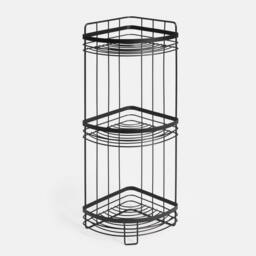 OHS 3 Tier Shower Caddy Freestanding Bathroom Corner Shelf Organiser in Black - thumbnail 3