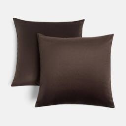 OHS 2 x Matte Velvet Cushion Covers Soft Plain Zip in Brown - Size: 45 cm x 45 cm - thumbnail 3