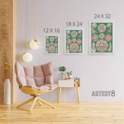 "Artery8 Green Pink Vintage Jellyfish Haeckel Botanical Canvas Wall Art - Size: W18"" x H24""" - thumbnail 4