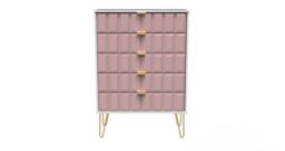 Ready Assembled 2 U Metro 5 Drawer Chest (Ready Assembled) in Dusty Pink