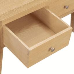Home Source Melbourne Solid Wooden 2 Drawer Coffee Table Metal Handles Oak Top in Light Oak - thumbnail 5