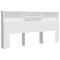 Berkfield Home Headboard Cabinet White 200x19x103.5 cm - thumbnail 3