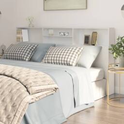 Berkfield Home Headboard Cabinet White 200x19x103.5 cm - thumbnail 2