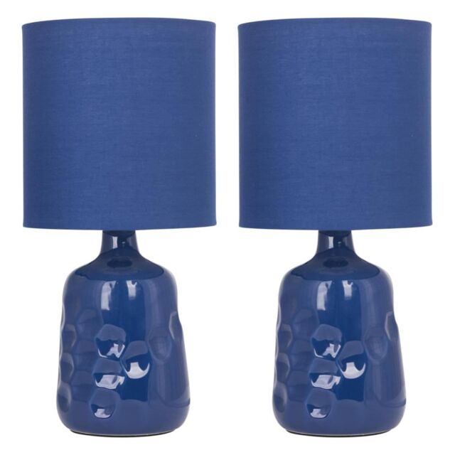 First Choice Lighting Set of 2 Dimple 29cm Navy Lamps - image 1