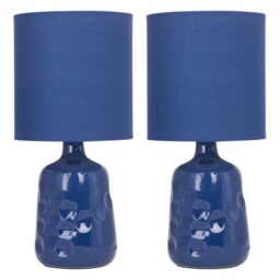 First Choice Lighting Set of 2 Dimple 29cm Navy Lamps