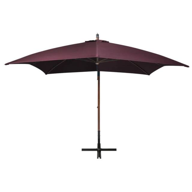Berkfield Home Hanging Parasol with Pole Bordeaux Red 3x3 m Solid Fir Wood in Burgundy - image 1