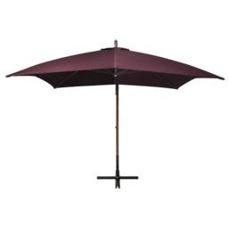 Berkfield Home Hanging Parasol with Pole Bordeaux Red 3x3 m Solid Fir Wood in Burgundy