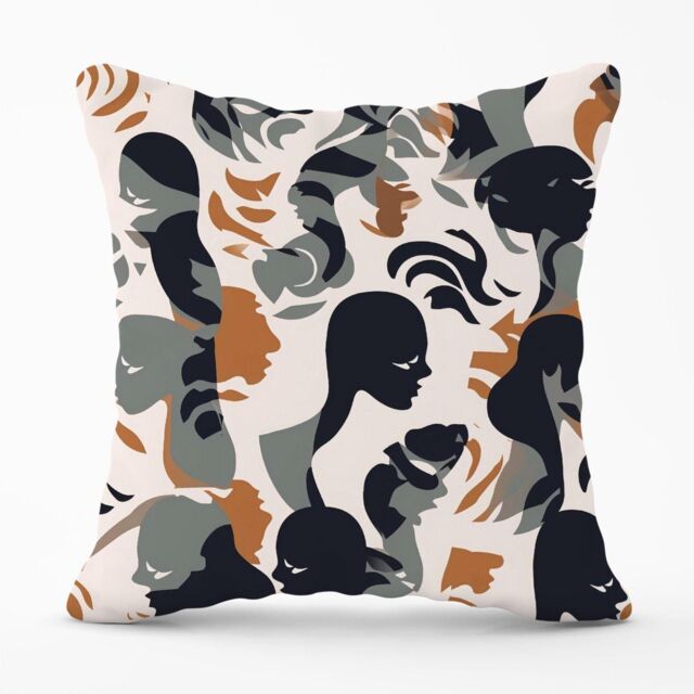 Warren Reed - Designer Abstract Grey Brown Silhouette Outdoor Cushion - Size: 60 cm x 60 cm - image 1